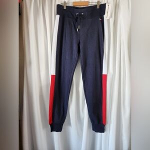 Tommy Hilfiger Navy Cotton blend joggers NWT sz S red and white stripe